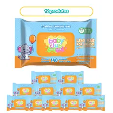 12 Pacotes Toalha Umedecida Tradicional 140 Fls Baby Club