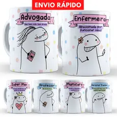 Caneca Personalizada Porcelana Profissões Flork com Nome Professora Engenharia Nutrição Administração Direito Enfermei