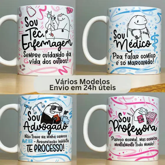 Caneca Personalizada Xicara de Porcelana - Flork Profissões