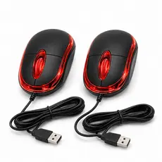 Kit 2 Mouse USB com Fio Óptico 1200DPI 3 Botões para PC Notebook Computador