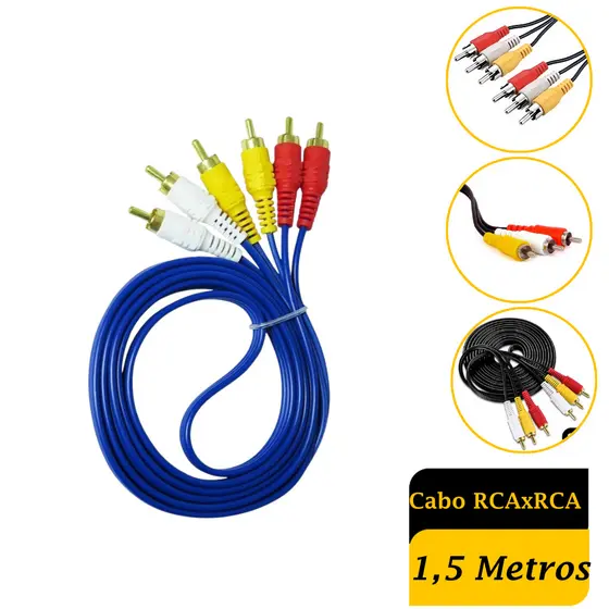 Cabo Áudio Vídeo 3rca X 3 Rca Cabo 1,50 Metros