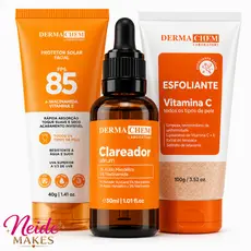 Skin Care Clareador Vitamina + Protetor FPS 85 Rosto + Esfoliante Dermachem