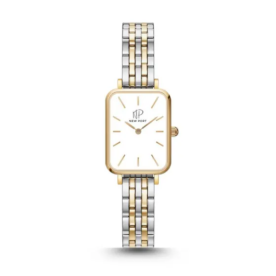Relógio Feminino Dourado Quadrado Delicado Casual New Port