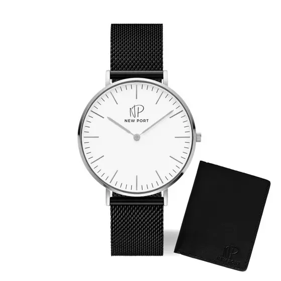 Relógio Masculino Preto Casual Elegante Clássico + Carteira
