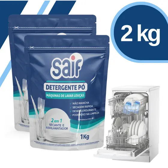 Detergente em Pó Lava Louças Saif 2kg
