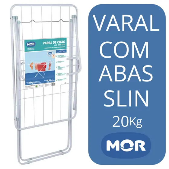 Varal de Chão com Abas Slim MOR Branco de Aço Super Reforçado Oferta - Original Mor