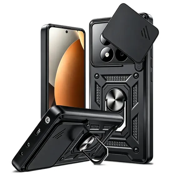 Capa de telefone rígida para choque e queda com suporte de metal Para Redmi Note 15 Pro+ Note 14 Pro Note 13 Pro 14C 13C