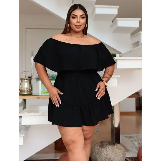 Macaquinho Feminino Ombro A Ombro Modelo Plus Size