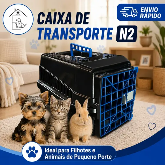 CAIXA DE TRANSPORTE PET Nº2 PARA CACHORROS PEQUENOS FILHOTES GATOS PORTA COM TRAVAS MECPET