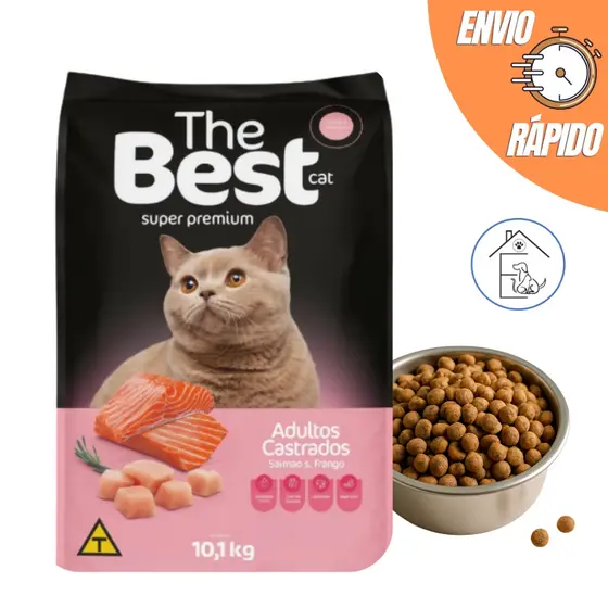 RAÇÃO THE BEST CAT PREMIUM ALIMENTO PARA GATOS ADULTOS CASTRADOS 10,1 KG SALMÃO & FRANGO