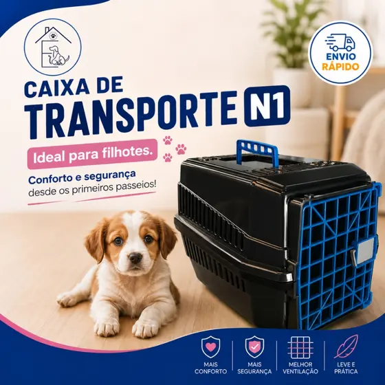 CAIXA DE TRANSPORTE PET N1 FILHOTES CACHORRO GATO COELHO PEQUENO PORTE VIAGEM PASSEIO SEGURO MECPET