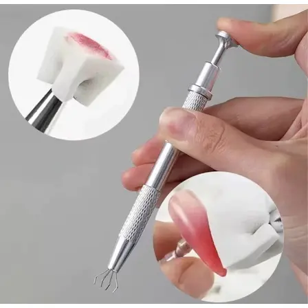 Kit Esfumado Perfeito para Unhas Aplicador em Metal + 50 Mini Esponjas Descartável Nail Art Unhas em Gel Alta Qualidade
