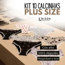 Kit 10 Calcinhas Plus Size Algodão Confortáveis Cós Alto – Tamanhos G1 G2 G3 G4