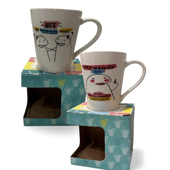Canecas de cerâmica personalizadas com frases divertidas / Canecas Flork memes / Caneca de amigas / Canecas engraçadas