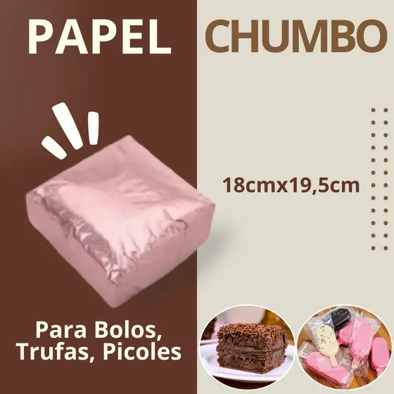 Embalagem Papel Chumbo Picole Bolo 18x19,5cm Bem Casado Trufa Pao de Mel Doces - 100 Unid.