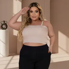Croped Blusa Alfaiataria Plus Size Ajuste Perfeito Com Bojo