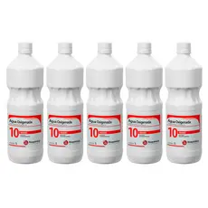 Kit 5 Água Oxigenada 10 Volumes de 1 Litro - Rioquímica
