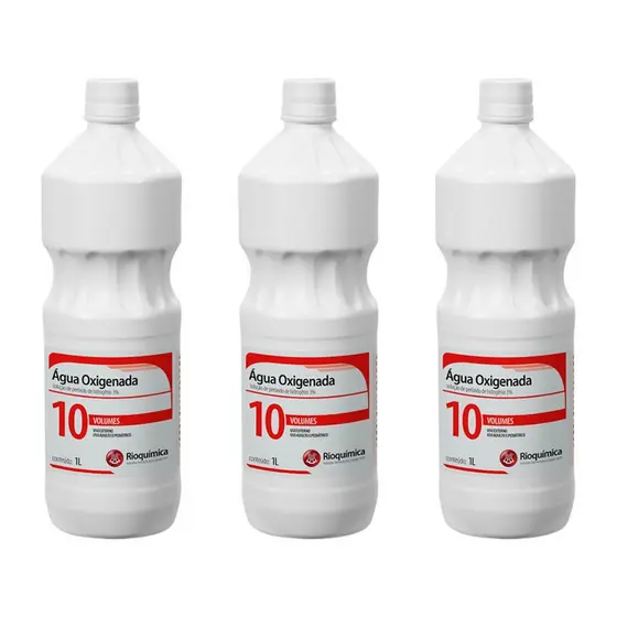 Kit 3x - Água Oxigenada 10 Volumes 1 Litro - Rioquímica