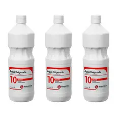 Kit 3x - Água Oxigenada 10 Volumes 1 Litro - Rioquímica