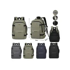 Mochila Couro PU Grande Executiva Para Notebook Cabo De Aco Trabalho Faculdade Reforçada Cabo De Aço Usb Fone