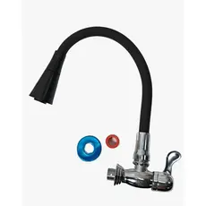 Torneira cozinha parede preta/Prateado flexível Duplo Jato Cone 1/4 de Volta