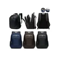 Mochila De Couro Notebook Impermeável Executiva Reforçada Para Viagem Trabalha Cabo Usb Fone