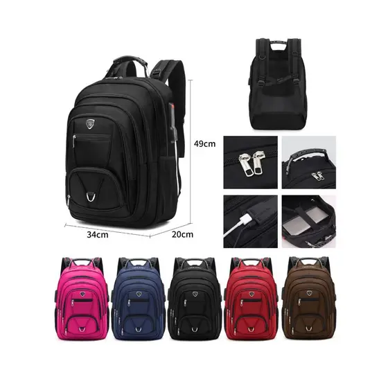 Mochila Escolar Resistente Bem Espaçosa Faculdade Trabalho Viagem Cabo De Aco Usb/Fone RC-20191