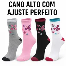 24 meias feminino cano longo e soquete meia grossas