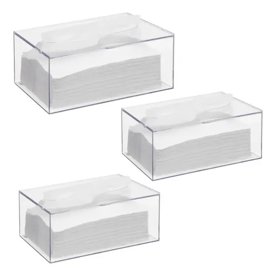 Kit 3 Caixa Porta Lenços Papel Touca Luva Ou Papel Interfolhas Dispenser Interfolhado Transparente
