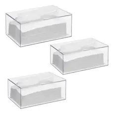 Kit 3 Caixa Porta Lenços Papel Touca Luva Ou Papel Interfolhas Dispenser Interfolhado Transparente
