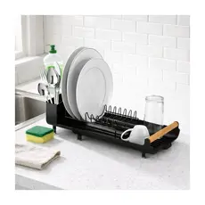 Escorredor de Louca Pratos Talheres Pia Cozinha Bandeja Retratil Slim Compacto Design Preto Branco