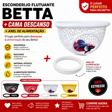 Cama Esconderijo Betta Aquário + Anel Alimentação Flutuante Peixe