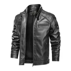 Jaqueta De Couro Masculina Resistente Slim