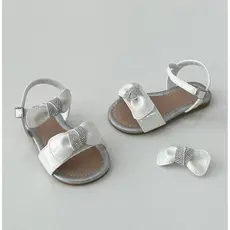 Sandália Infantil Pampili Branca Menina Laço Pedraria Brilho Festa Casual Conforto Moda Kids Princesa