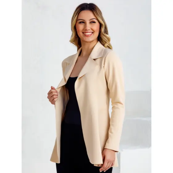 Max Blazer Longo neoprene Sobretudo Feminina Acinturado