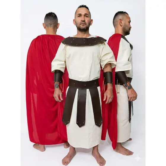 Fantasia de Soldados Romanos de alta qualidade, Fantasia completa, túnica, capa , braceletes e cinto.
