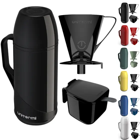 Kit Para Café Garrafa Térmica Roma 1 Litro Com Suporte para Filtro de Café 102/103 Açucareiro 350 ML