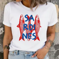 Camiseta Feminina Sardines T shirt Confortável Estilosa 100% Algodão Premium Entrega Imediata