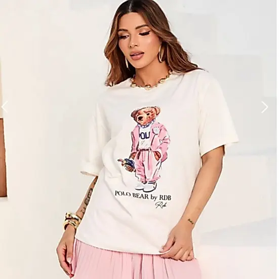 Camiseta Feminina Estampa Polo Bear Algodão Premium Conforto e Estilo Casual