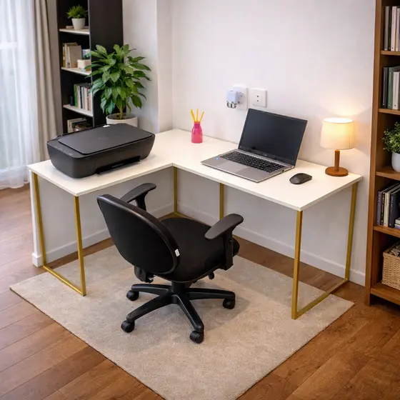 Escrivaninha em L Mesa de Canto para Escritório Home Office Industrial - Várias Cores