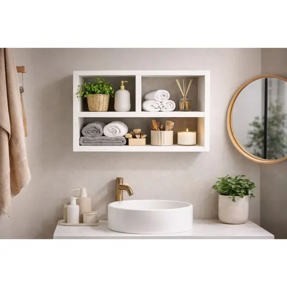 Nicho Decorativo Suspenso MDF Branco 50cm Multiuso Prateleira Banheiro Cozinha Sala Já Montado