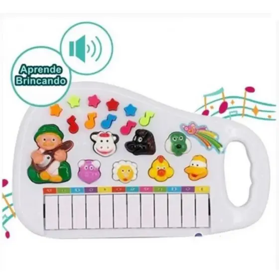 Piano Infantil Musical Teclado Com Som De Animais Fazenda
