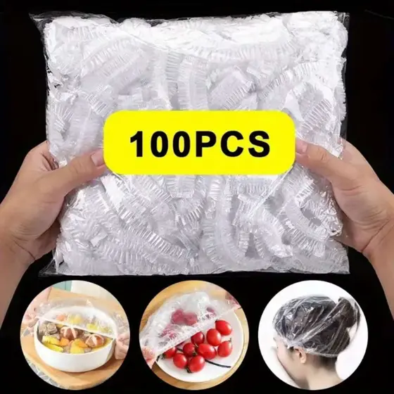 Tampas De Plástico Descartável Com 100 Peças Para Alimento