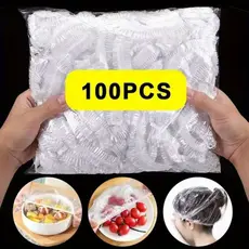 Tampas De Plástico Descartável Com 100 Peças Para Alimento