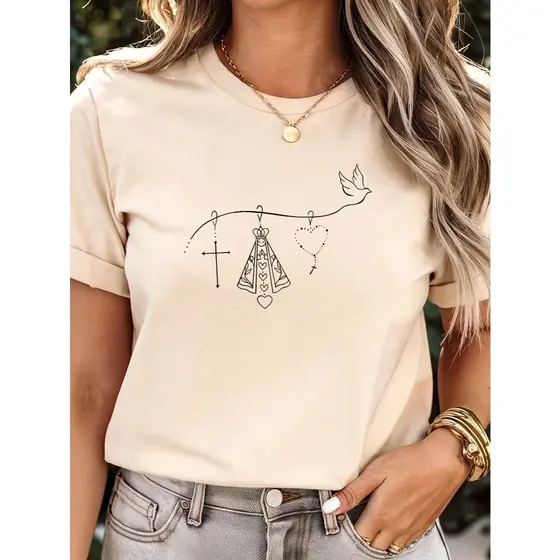 Camisa Camiseta Feminina Nossa Senhora Mãe de Deus Delicada Maria Religiosa
