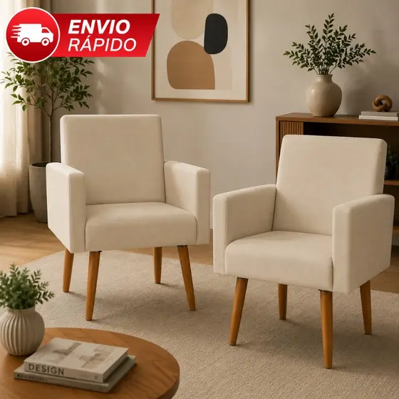 KIT 2 POLTRONAS NINA DECORATIVA PARA SALA, ESCRITORIO