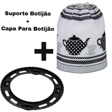 Suporte Para Gás Botijão + Capa Para Botijão de Gás Estampado Cozinha