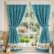 Cortina De Cozinha Para Vitro Estampada 200cm X 130cm - Casa e Decoração