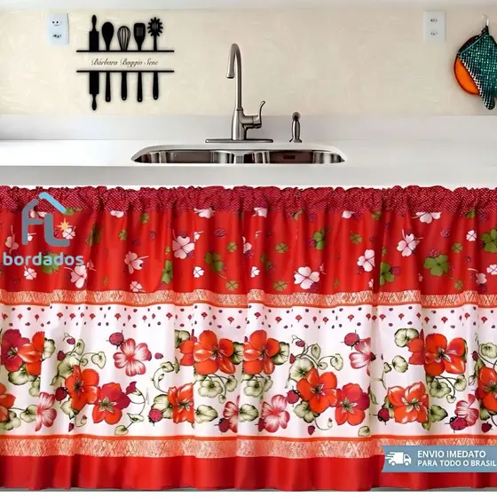 Cortina De Pia Cozinha Estampado 140x 80cm - Casa e Decoração