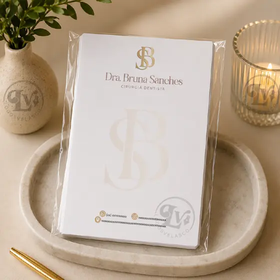 Receituário  Papel Timbrado Personalizado | 100 Folhas A5 | Consultório Clinica Estética Médica Biomédica Advogada